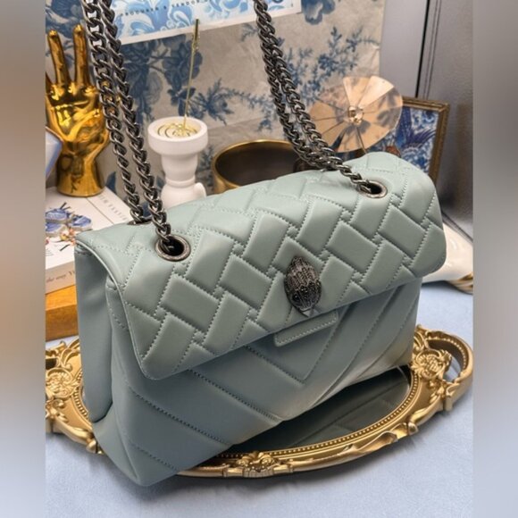🆕 KURT GEIGER LONDON 🧿 NWT Leather Kensington Shoulder Bag, Pale Blue Grey - Picture 4 of 15